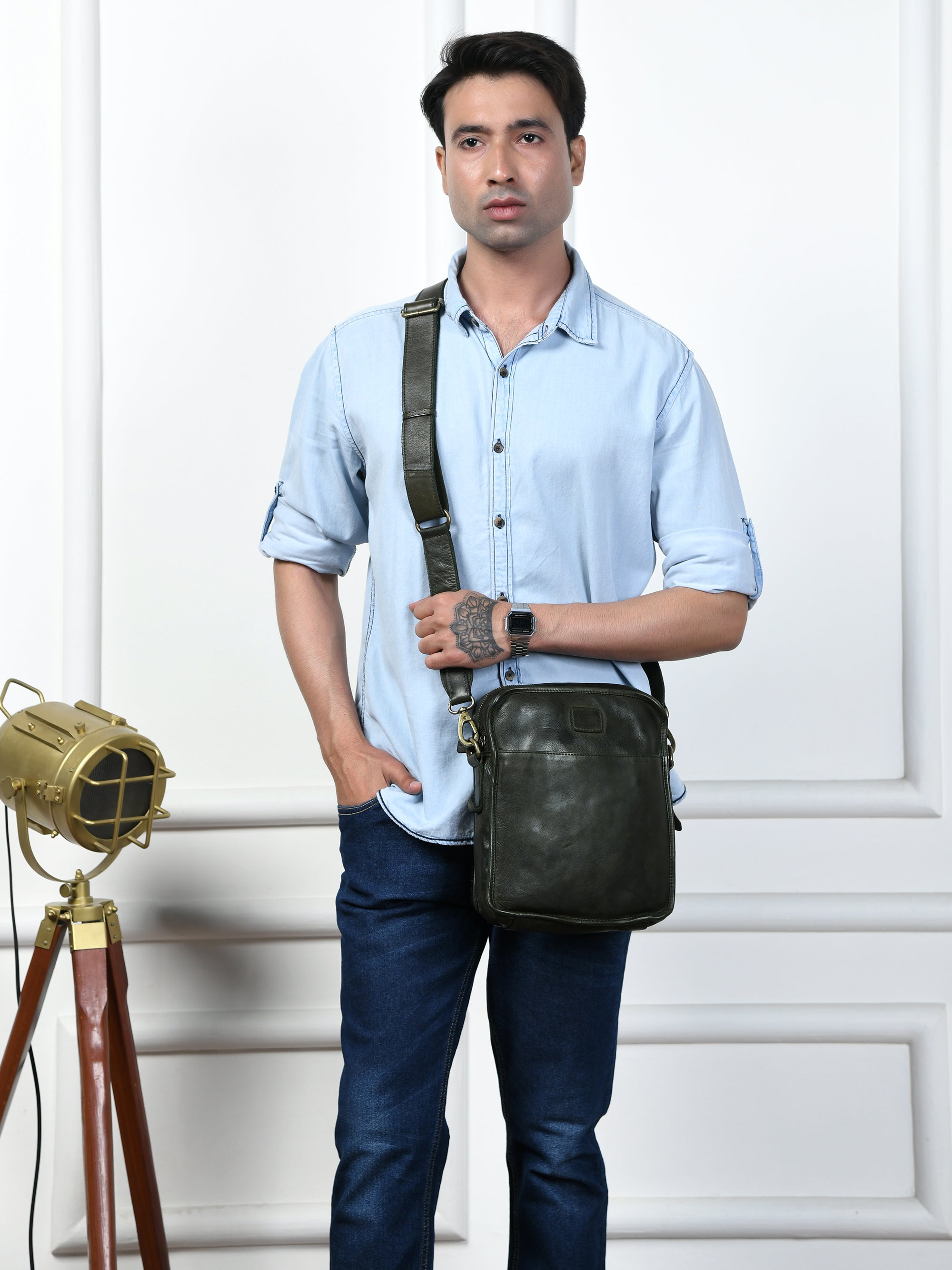 Verdant Trail Leather Sling Bag